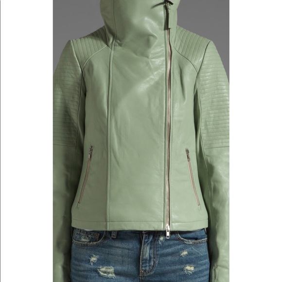 Mackage Gabby Classic Leather Jacket in Mint - Picture 4 of 13